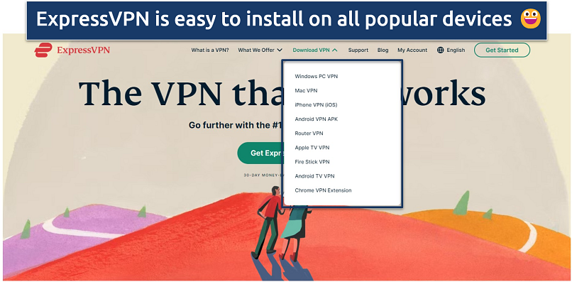 A screenshot showing ExpressVPN download page