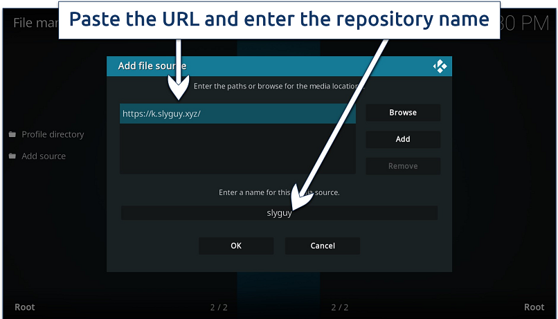 Adding a new exterior repository to Kodi