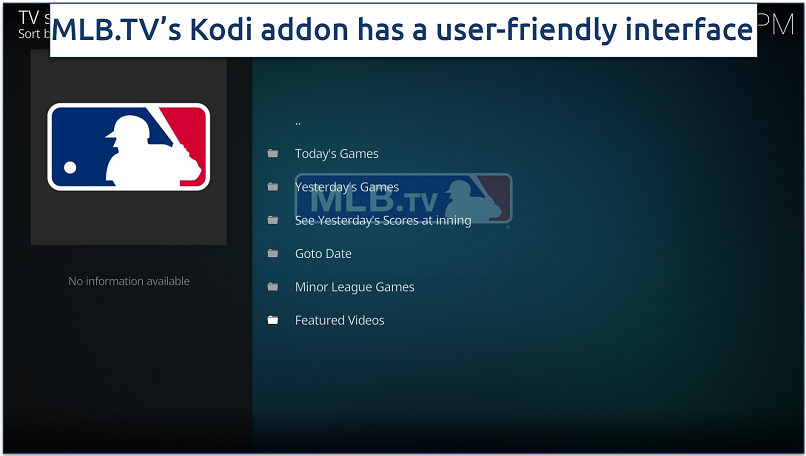 Screenshot showing MLB.TV has a user-friendly interface