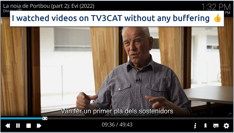 A screenshot showing you can watch content on the TV3CAT addon buffer-free