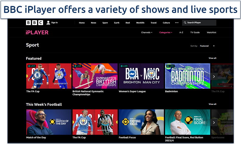 Screenshot of the BBC iPlayer site