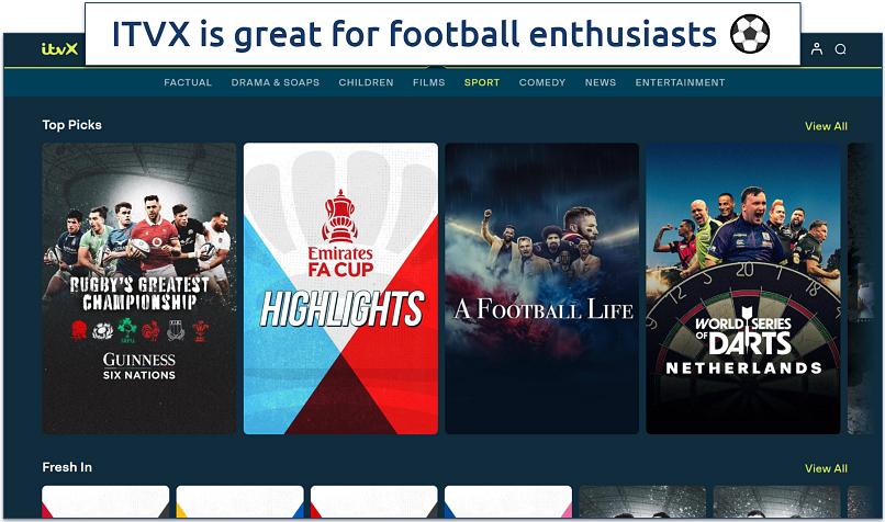 Screenshot of the ITVX site