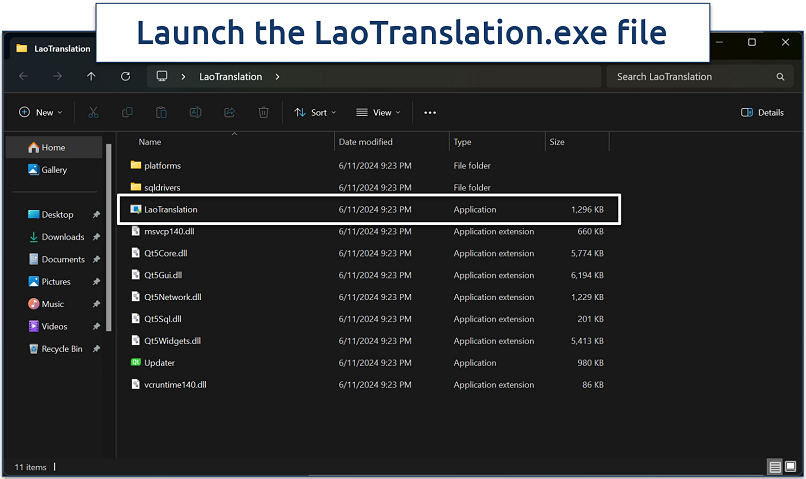 A screenshot showing LaoTranslation folder