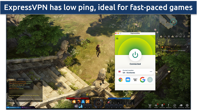 Screenshot of playing Lost Ark with ExpressVPN connected