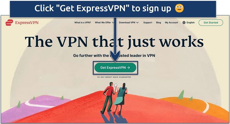 Screenshot showing how to sign up for ExpressVPN