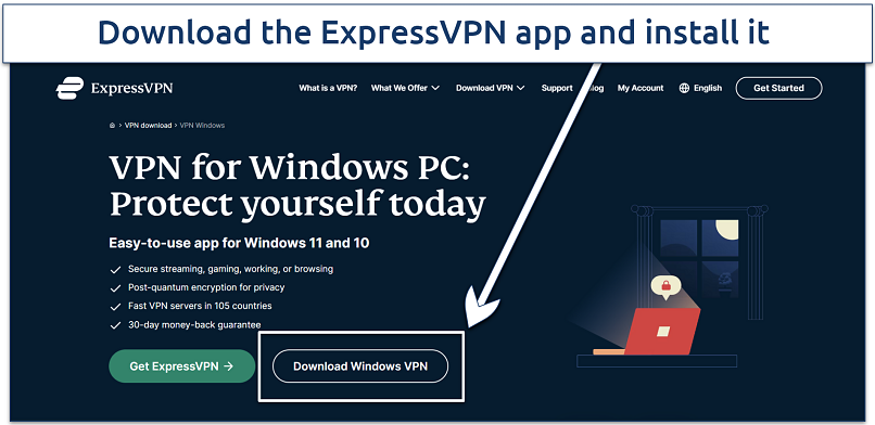 A screenshot showing the ExpressVPN's download page