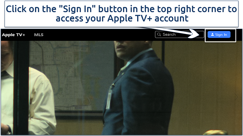 A screenshot showing the Apple TV+ login button