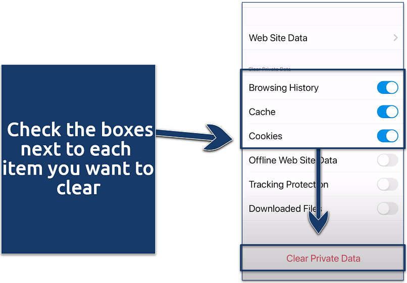 Screenshot showing how to delete specific data in Firefox