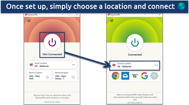 Screenshot of ExpressVPN Windows app connected to a UK server