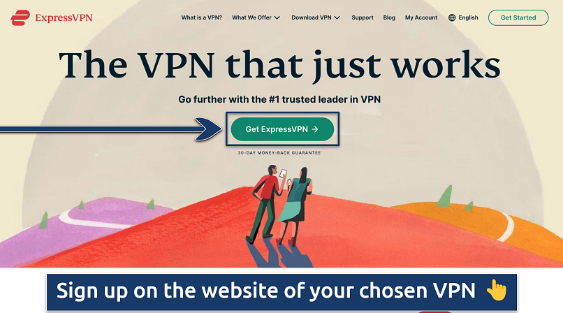 Screenshot showing the signup page on the ExpressVPN website