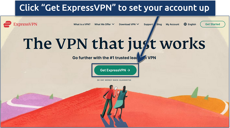 Screenshot of the ExpressVPN landing page