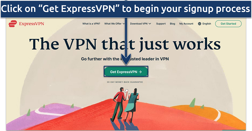 Image showing the landing page of ExpressVPN