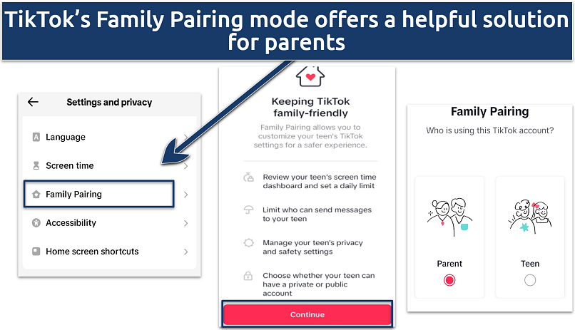 Screenshot showing the Family Pairing option