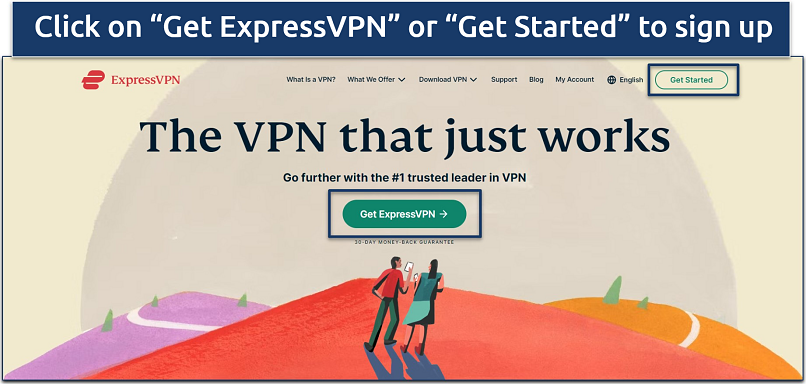 Screenshot of ExpressVPN's signup page