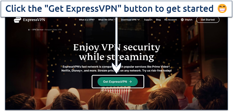 Screenshot of ExpressVPN's streaming page