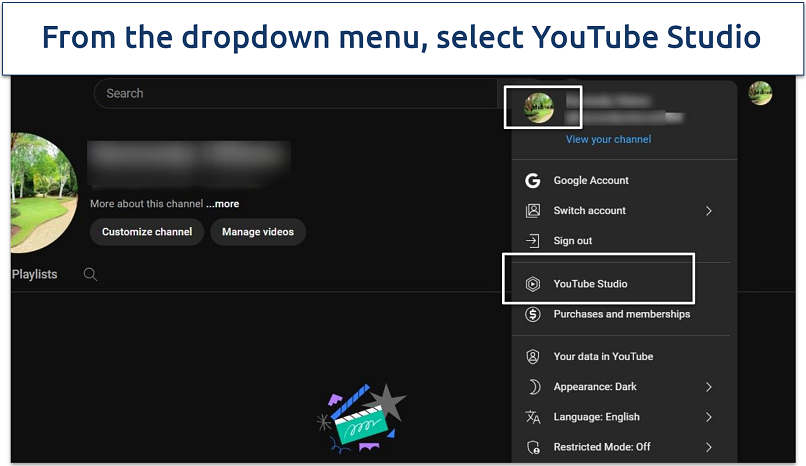 A screenshot of YouTube channel account settings