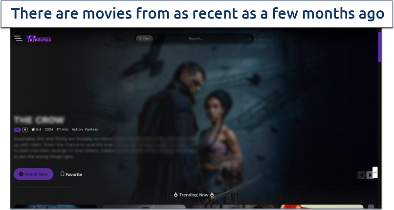 Screenshot of the YoYo Movies homepage