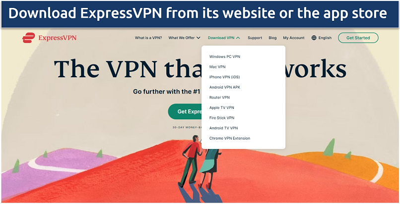 A screenshot showing it's easy to download ExpressVPN