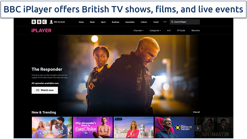 Screenshot of the BBC iPlayer website