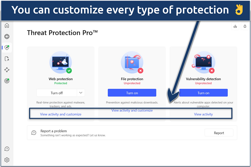 Screenshot of NordVPN's Windows app's Threat Protection Pro settings