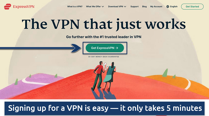 Screenshot of the ExpressVPN landing page