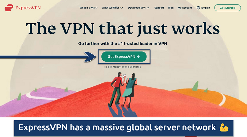 Screenshot of the ExpressVPN homepage