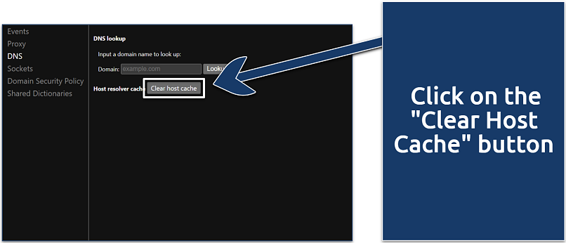 Screenshot showing Chrome's DNS settings on Windows