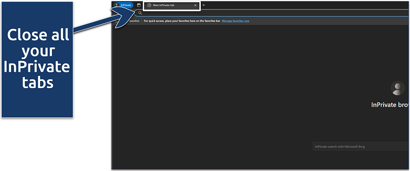 Screenshot showing how to close Edge's InPrivate tabs