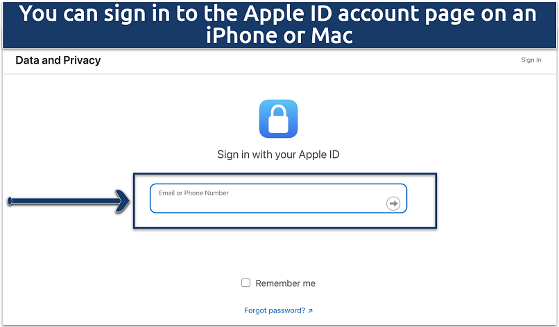 A screenshot showing the Apple ID account sign-in page