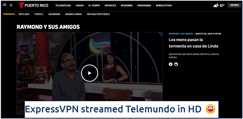 Screenshot of streaming Raymond y sus Amigos on Telemundo