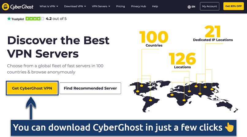 Screenshot showing the CyberGhost website