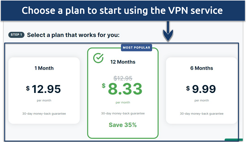 A screenshot of the ExpressVPN subscription plans