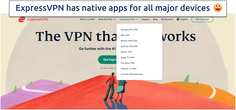 Screenshot of the ExpressVPN Website to download apps