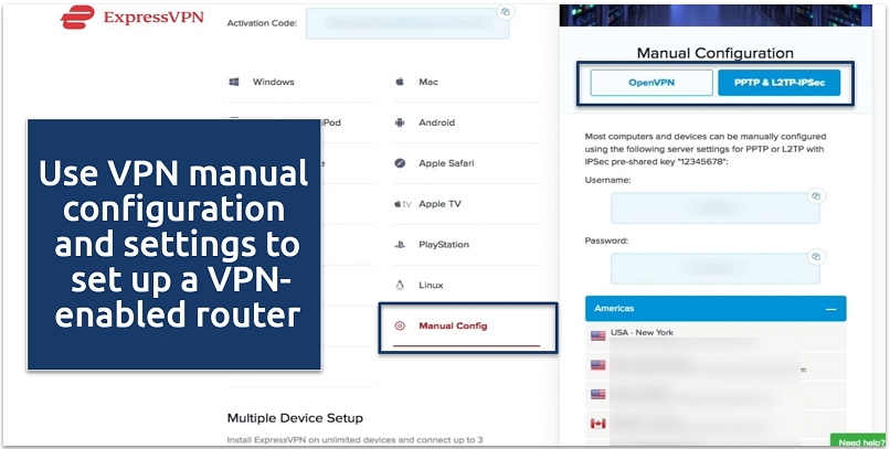 Picture showing ExpressVPN manual VPN router configuration