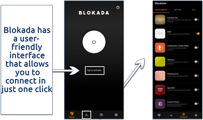 Screenshot of the Blokada