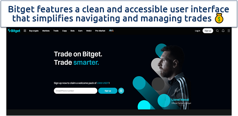 Screenshot of the Bitget website