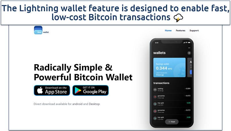 Screenshot of the BlueWallet website