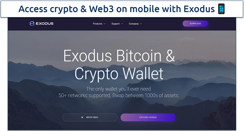 Screenshot of the Exodus website