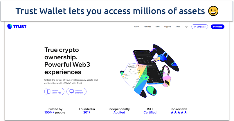 Screenshot of the Trust Wallet website