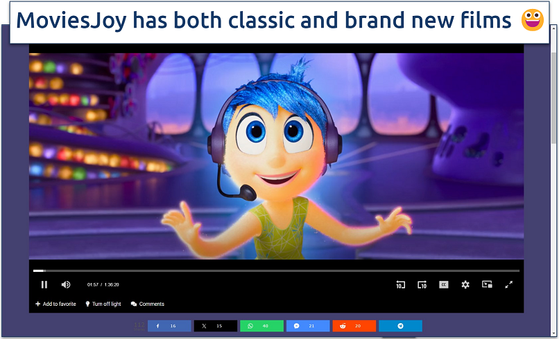 Screenshot of streaming a newly released movie on MoviesJoy in HD quality