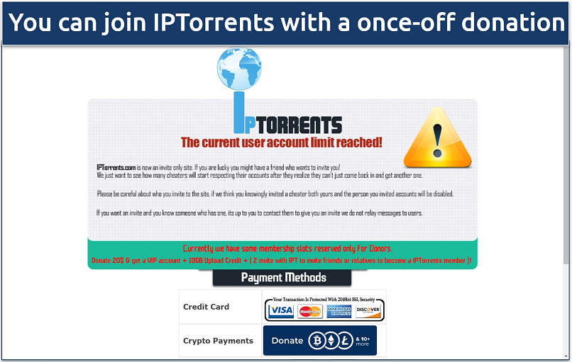 Screenshot of the IPTorrents sign up page 