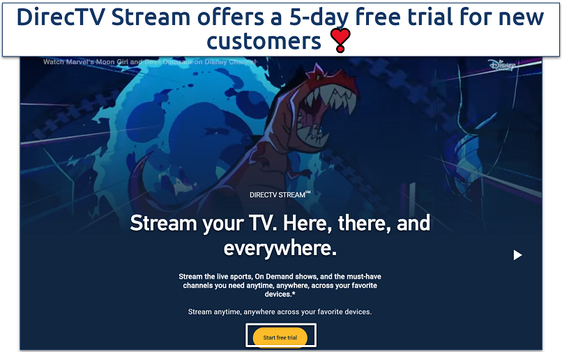 Screenshot of DirecTV homepage