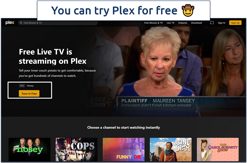 Screenshot of Plex homepage