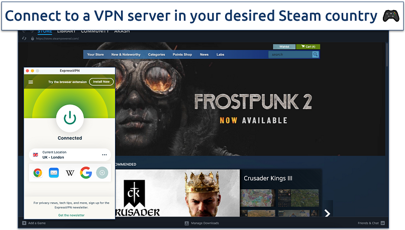 Screenshot of Steam's home page 