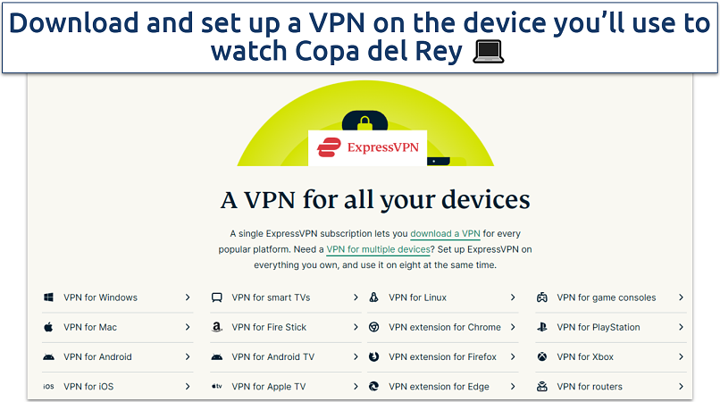 Screenshot showing ExpressVPN app list