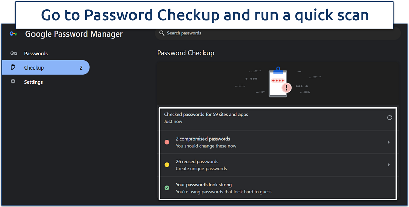 Screenshot of Chrome's Password Checkup tool