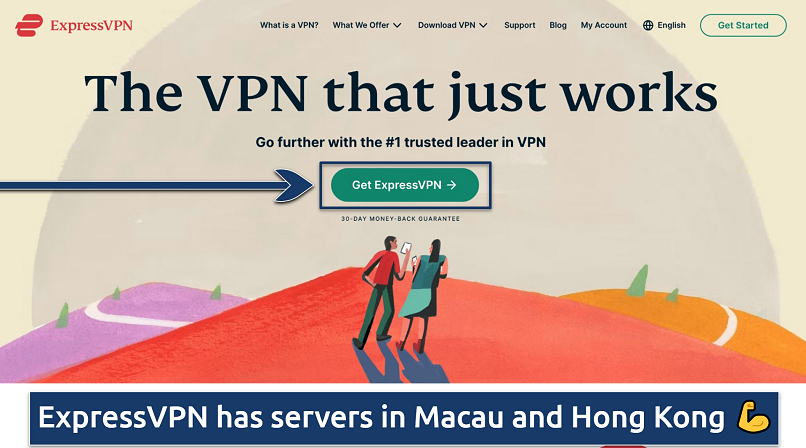 Screenshot of the ExpressVPN homepage