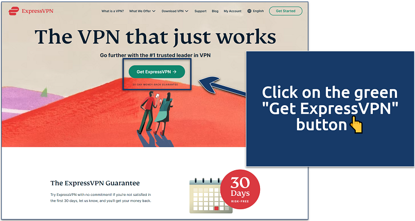A screenshot showing ExpressVPN's homepage