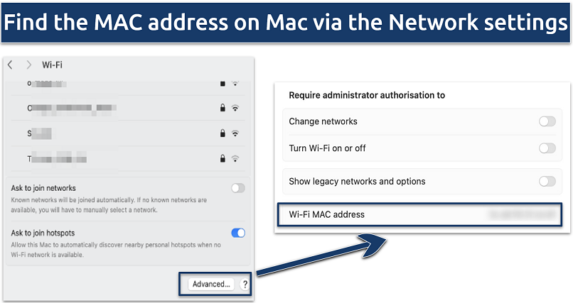 Screenshot showing MAC address on Macintosh