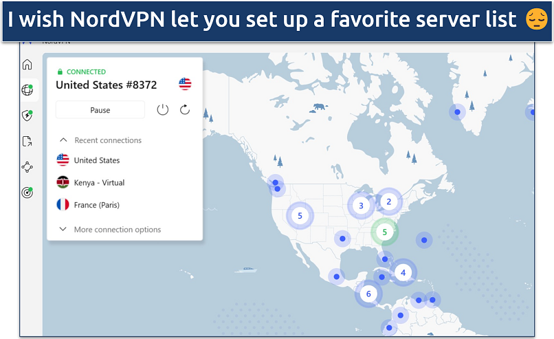 Screenshot of NordVPN's Windows dashboard